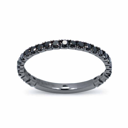 Fekete gyémánt karikagyűrű - körbe köves, fekete