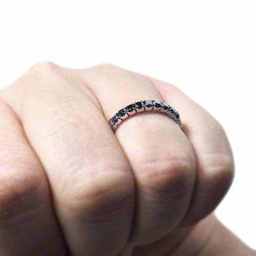 Körbe köves gyémánt gyűrű - 2,5mm fekete kő