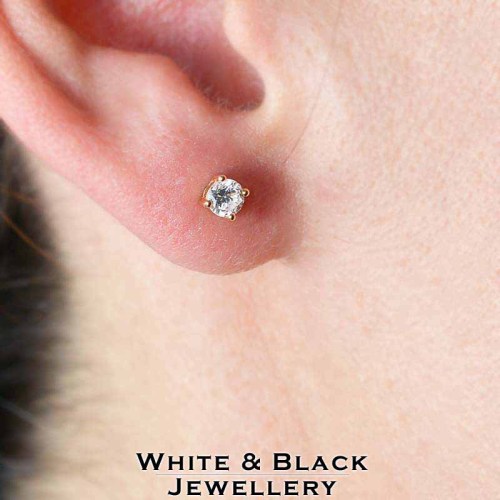 Gyémánt fülbevaló - 3,2-3,3mm - rosegold