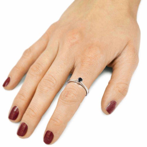 Eljegyzési gyűrű - 3,5mm fekete gyémánttal