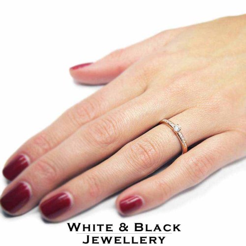 Briliáns gyémánt eljegyzési gyűrű - rosegold