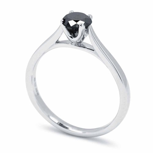 Fekete gyémánt eljegyzési gyűrű - 4-4,5mm - kelyhes