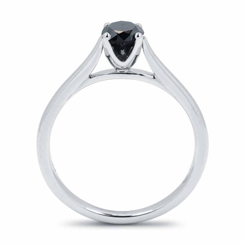 Fekete gyémánt eljegyzési gyűrű - 4-4,5mm - kelyhes