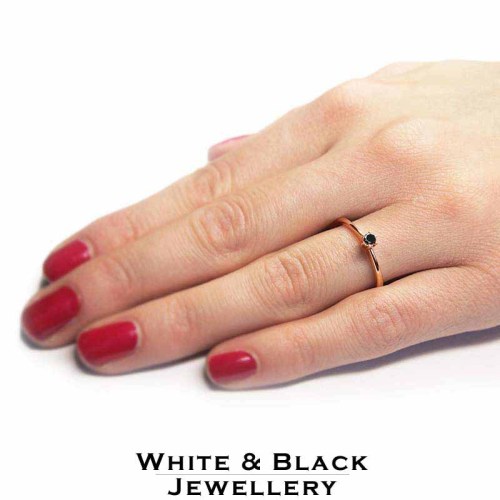 Fekete gyémánt gyűrű - 3-3,5mm - rosegold