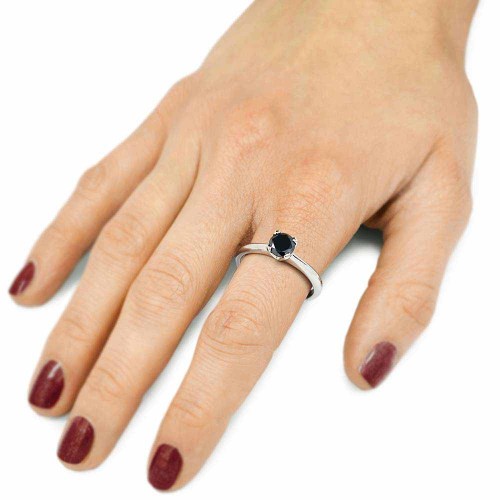 Fekete gyémánt eljegyzési gyűrű - 0,6-0,8ct