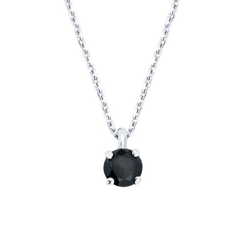 Fekete gyémánt nyaklánc fehérarany láncon - 4mm