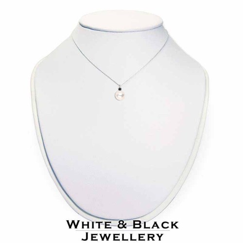 Igazgyöngy medál fekete gyémánttal - 6-6,5mm - fehérarany