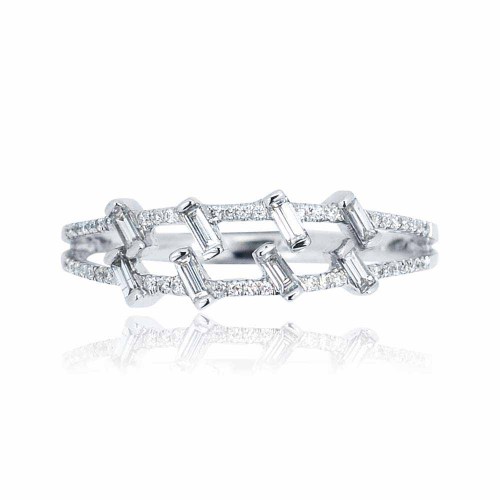 Bagett gyémánt gyűrű - Gemma - 18K