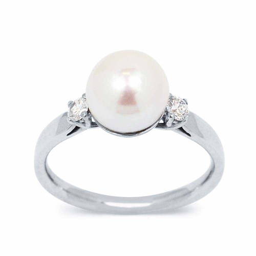 Igazgyöngy Classic gyűrű gyémántokkal