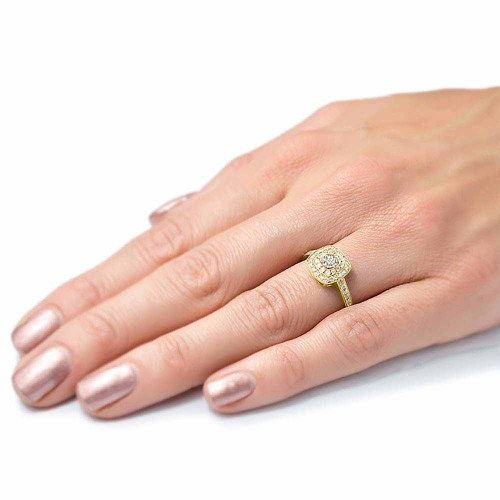 Eljegyzési gyűrű gyémánttal - Bourbon - arany