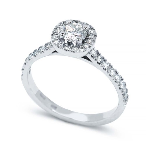 Gyémánt eljegyzési gyűrű, fehér arany - 0,5-0,6ct