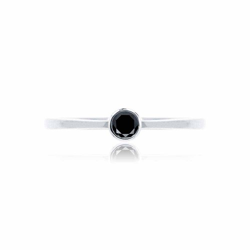 Fekete gyémánt eljegyzési gyűrű - 14K - 0,1ct
