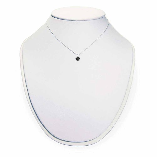 Fekete gyémánt nyaklánc fehérarany láncon - 3mm