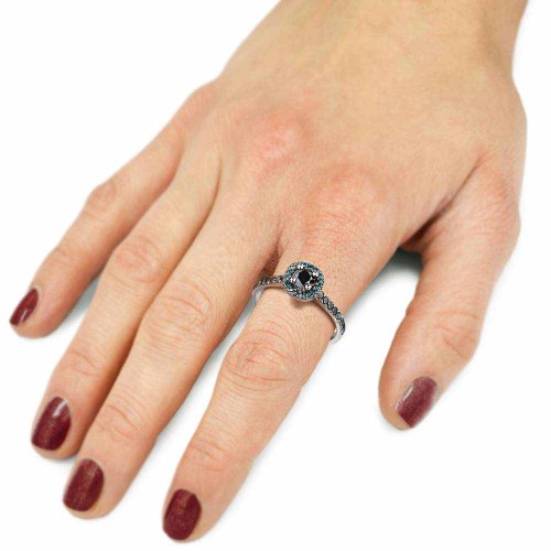 Színes gyémánt gyűrű, fehér arany - 0,62ct