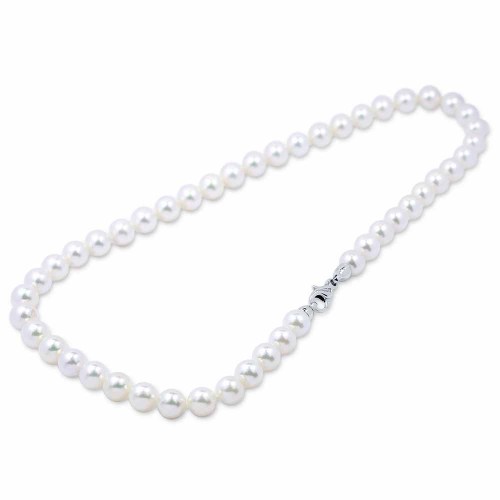 Gyöngysor 9mm, akoya - fehérarany