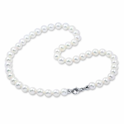 Gyöngysor 9mm, akoya - fehérarany