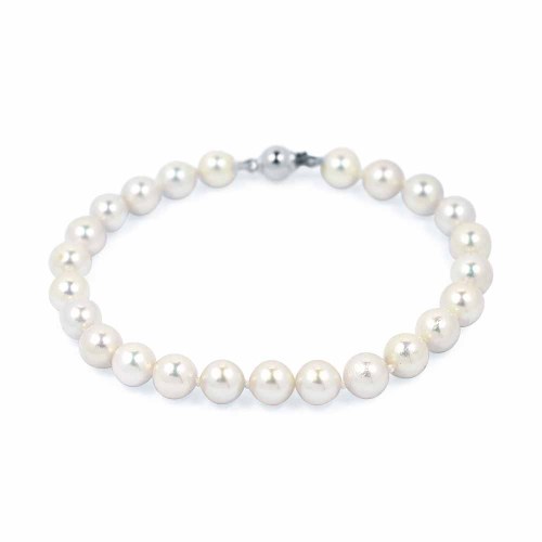 Gyöngy karkötő, 6-7mm, fehérarany