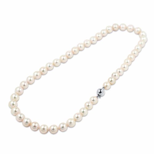 Gyöngysor 8mm, akoya - fehérarany