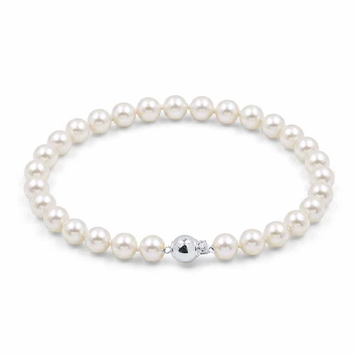 Gyöngy karkötő, 5,5mm - fehérarany