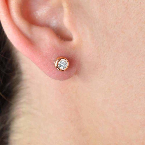 Buton gyémánt fülbevaló - 0,25-0,4ct - rosegold