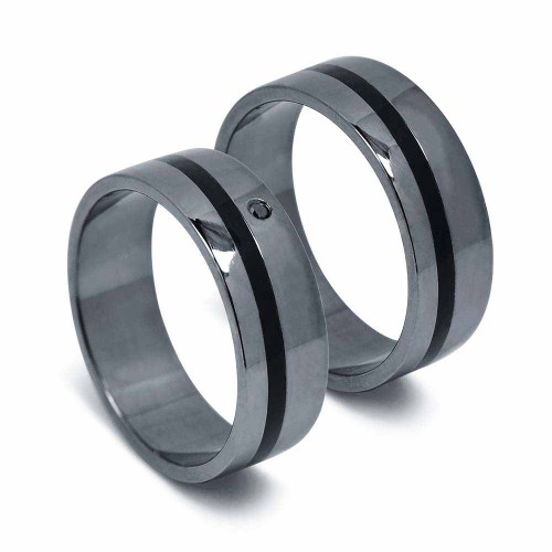 Fekete gyémánt karikagyűrű - kolorittal