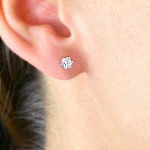 Gyémánt fülbevaló 3,0mm - hatkarmos, fehérarany