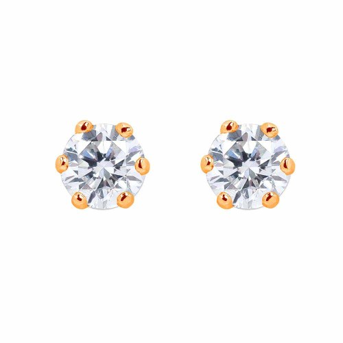 Gyémánt fülbevaló 3,0mm - hatkarmos, rozé arany