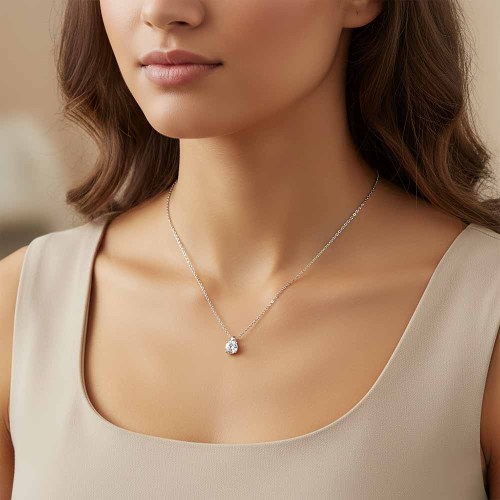 Gyémánt nyaklánc, fehérarany - 3,9-4,5mm