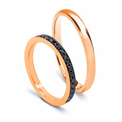 Fekete gyémánt karikagyűrű - körbe köves - peremes