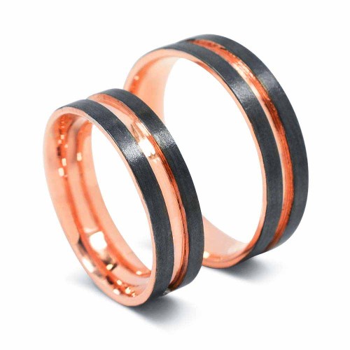 Két színű arany karikagyűrű, véséssel - 5,5mm
