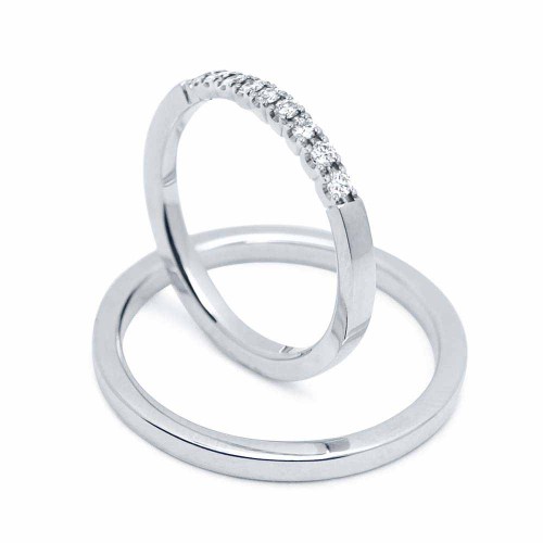 Gyémánt soros gyűrű - fehérarany