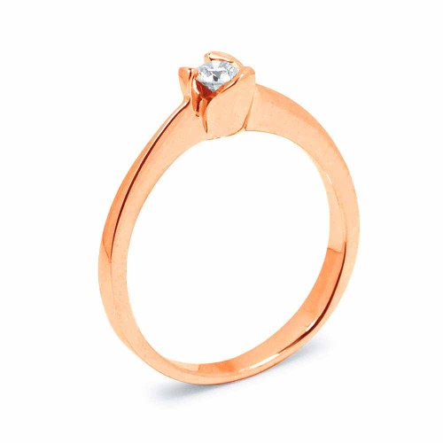 Gyémánt eljegyzési gyűrű rosegold-ból - kelyhes