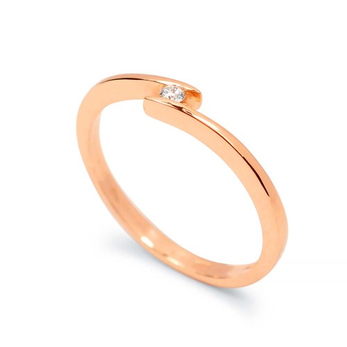 Rose arany eljegyzési gyűrű - 2,5mm gyémánt - eltolt