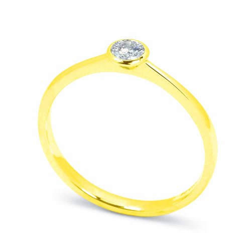 Gyémánt eljegyzési gyűrű - kerek foglalat - arany